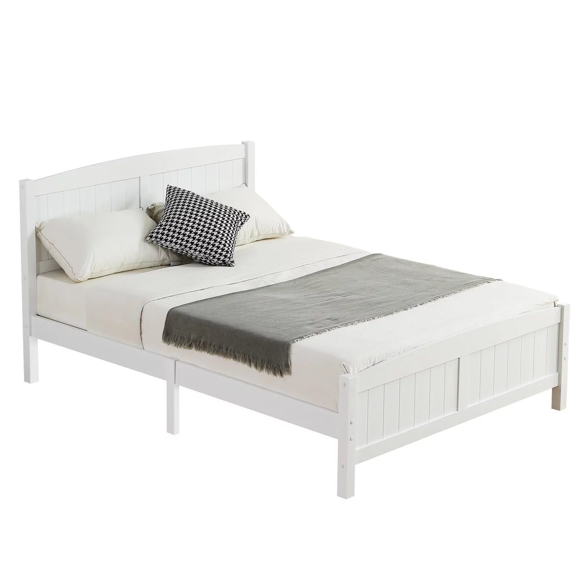 Queen Solid Pine Wood Platform Bed Frame with Headboard D420
