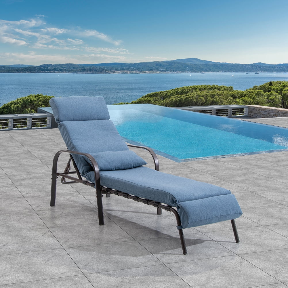 Blue Outdoor Steel Recliner Chaise Lounge S443