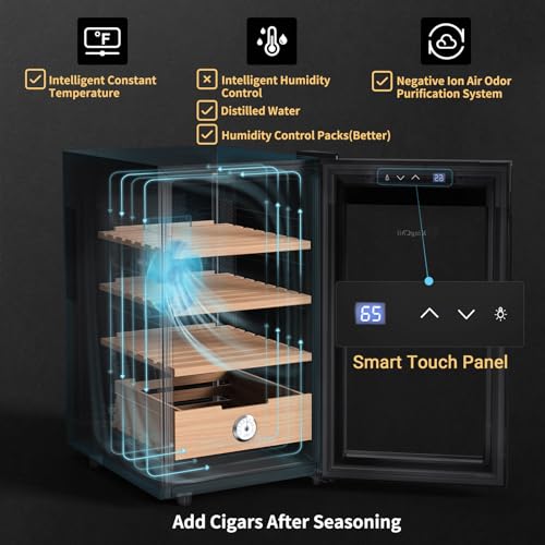 8L Electric Cigar Humidor Cabinet with Cedar Wood Shelves L484
