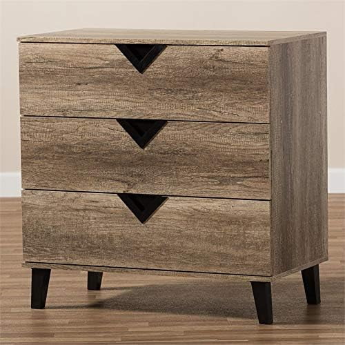 Light Brown Wood 3-Drawer Chest P4577