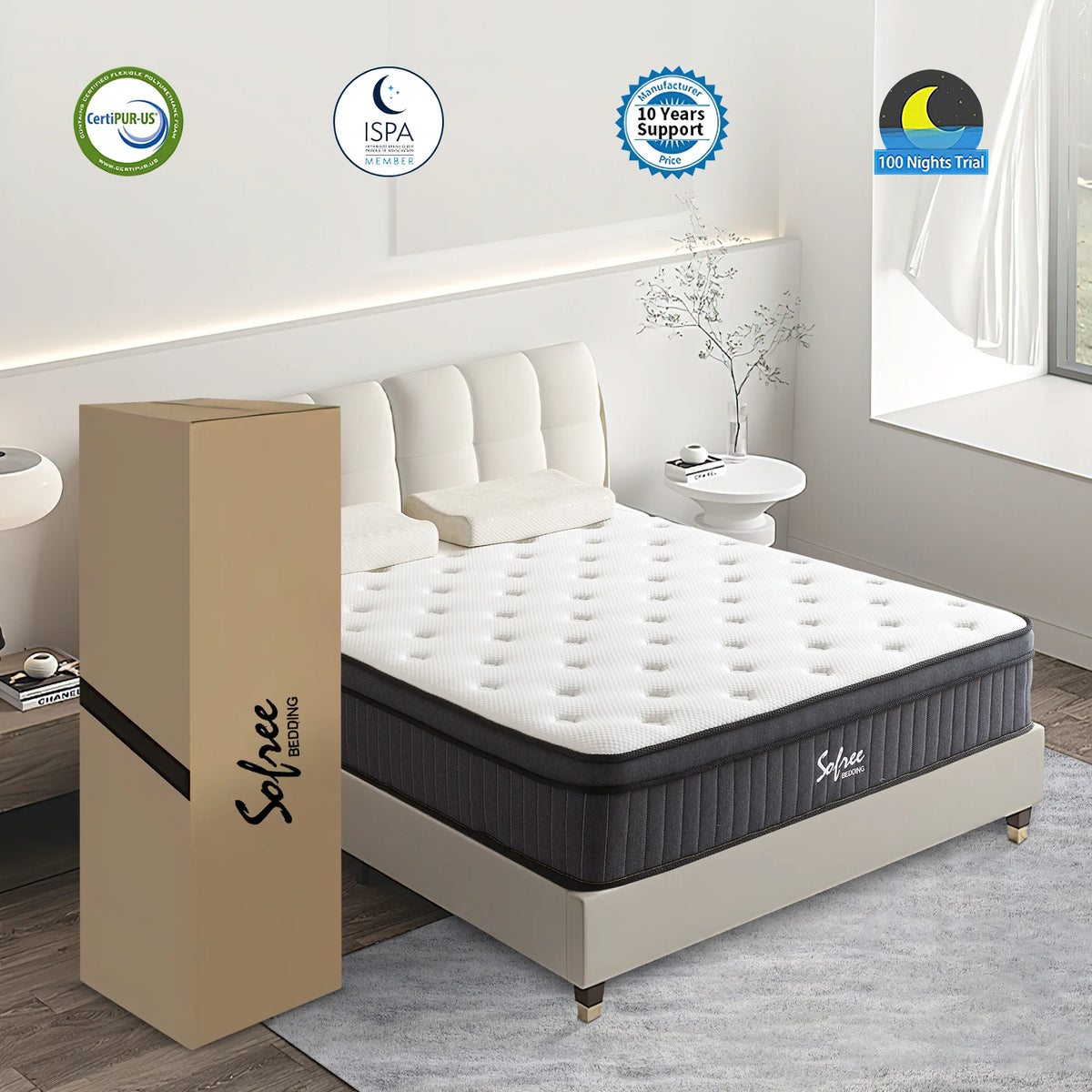 Queen 10 Inch Memory Foam Pocket Spring Mattress Z1290
