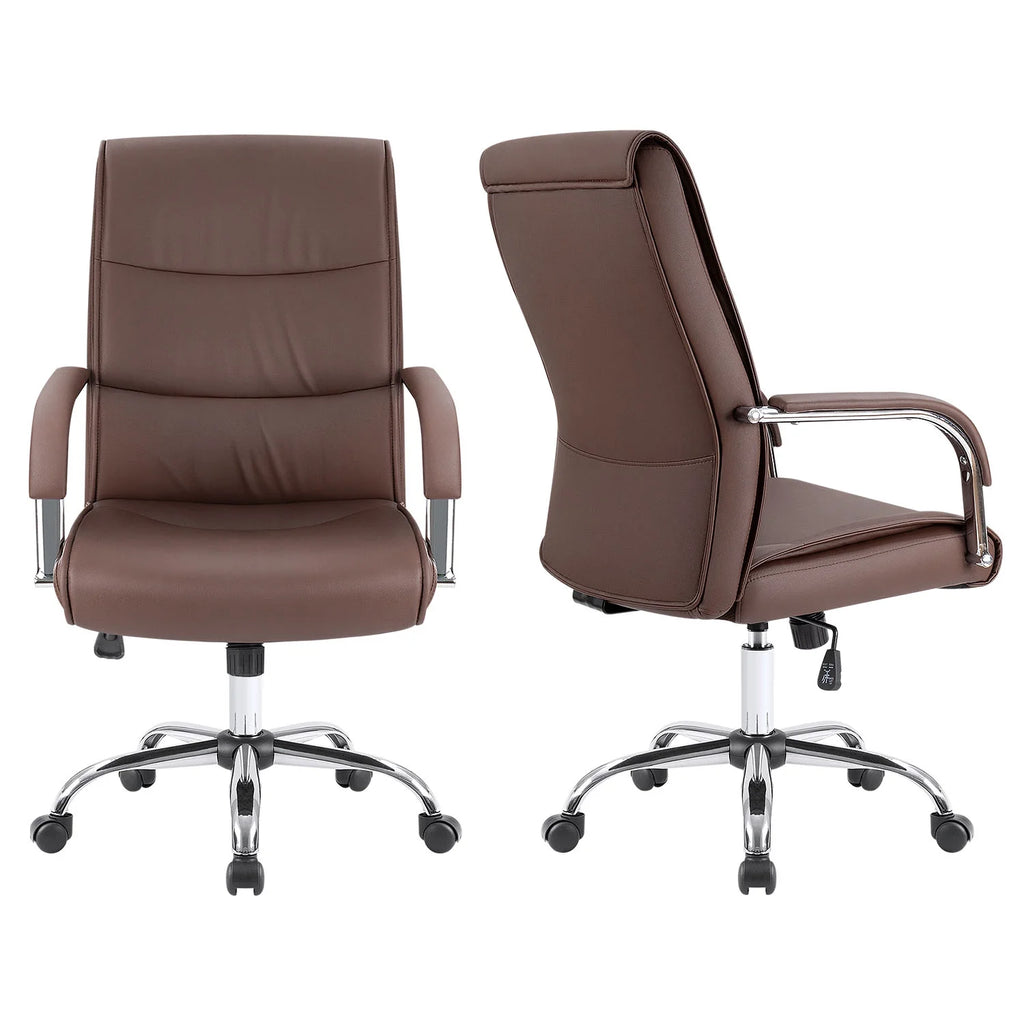 Brown Faux Leather Ergonomic Office Chair F494562