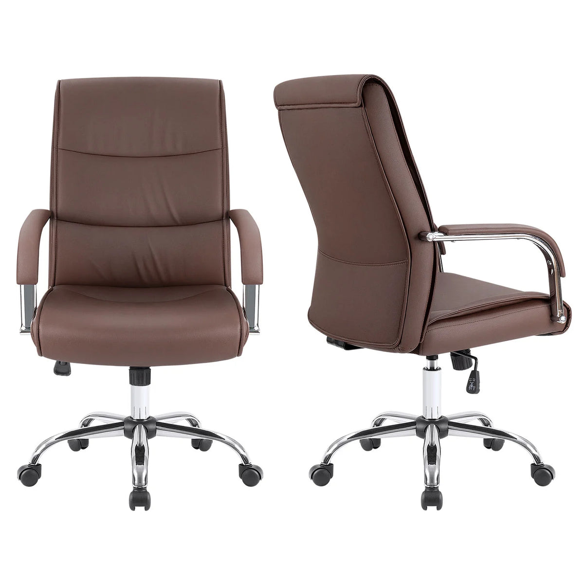Brown Faux Leather Ergonomic Office Chair F494562