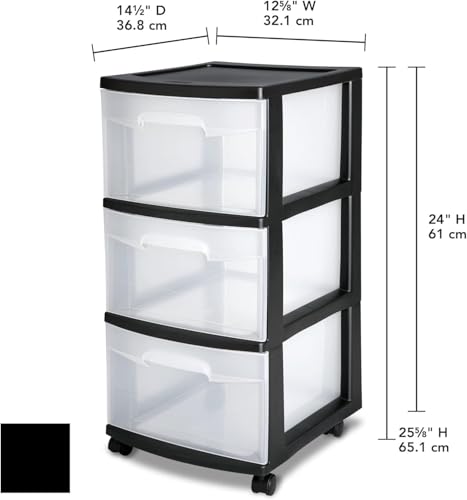 Plastic Storage Drawer Cart with 3 Drawers, White T247
