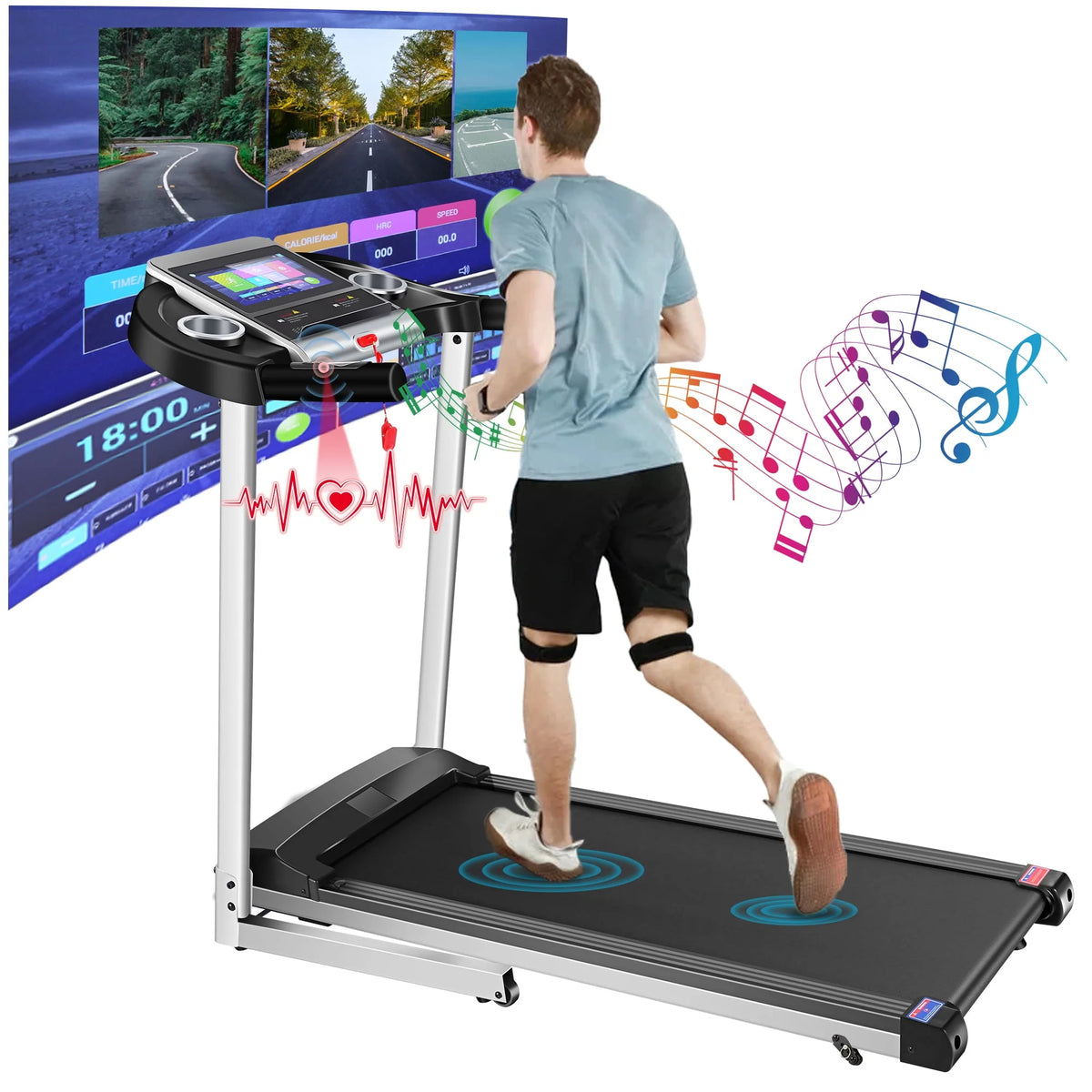 Electric Motorized Treadmill with 3 Incline Levels J8679