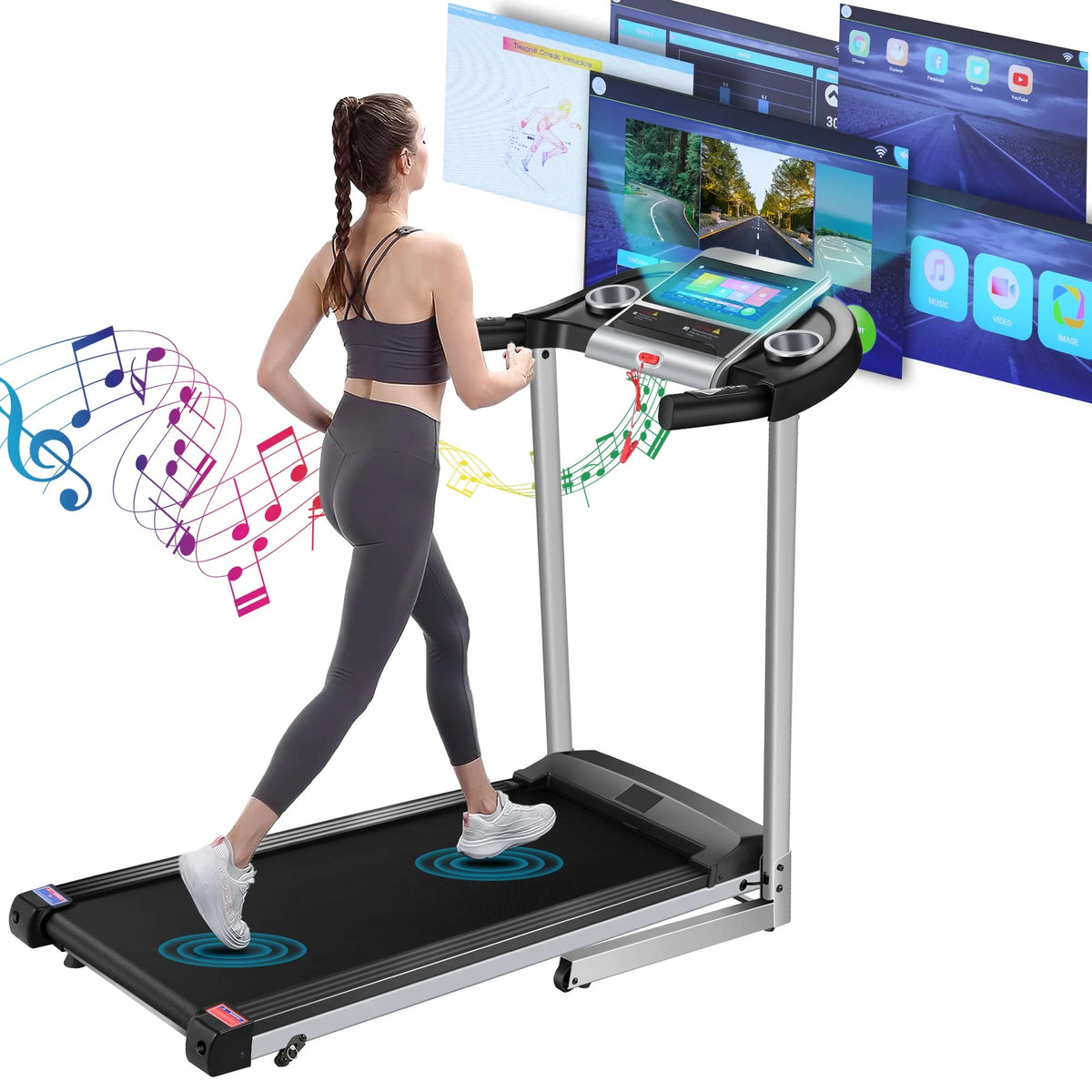 Electric Motorized Treadmill with 3 Incline Levels J8679