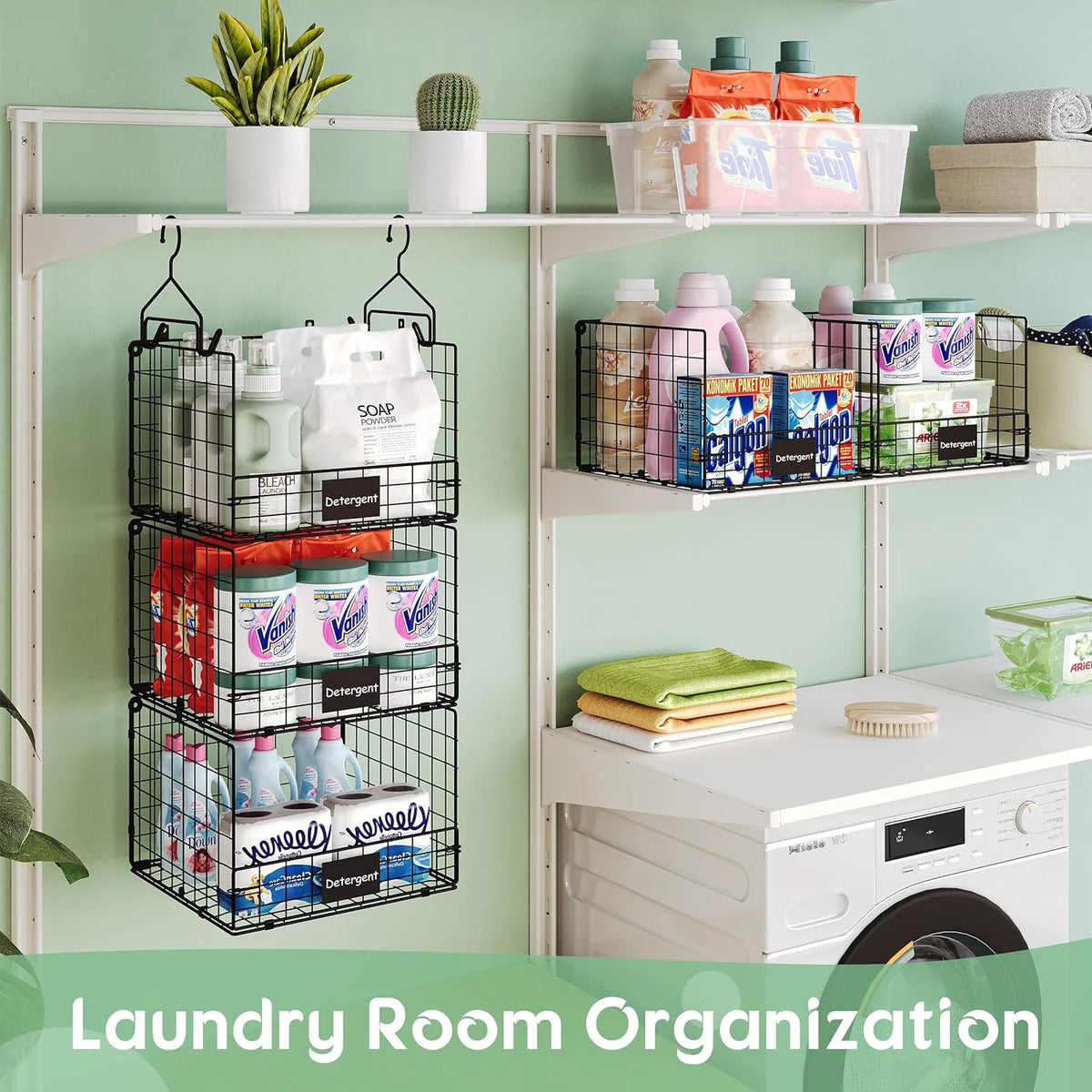 5 Tiers Hanging Closet Shelves Organizer with S Hooks U149897
