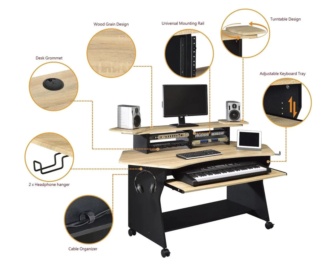 Music Recording Studio Desk Workstation with 2 x 4U Rack V629408