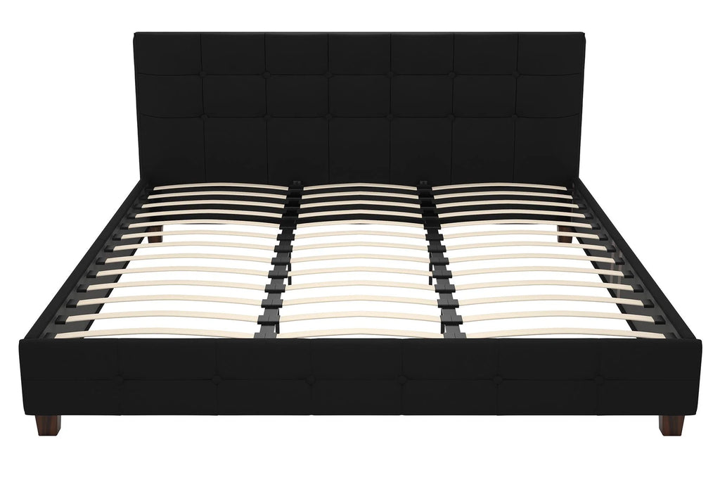Black Linen King Upholstered Platform Bed Frame K37077