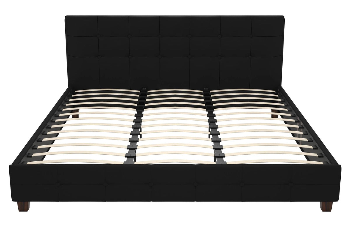 Black Linen King Upholstered Platform Bed Frame K37077