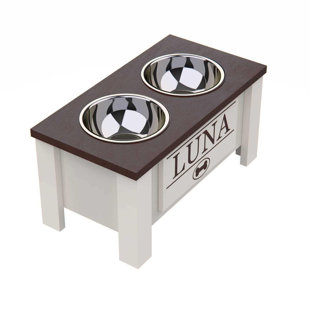Personalized Elevated Dog Bowl Stand with Internal Storage R858