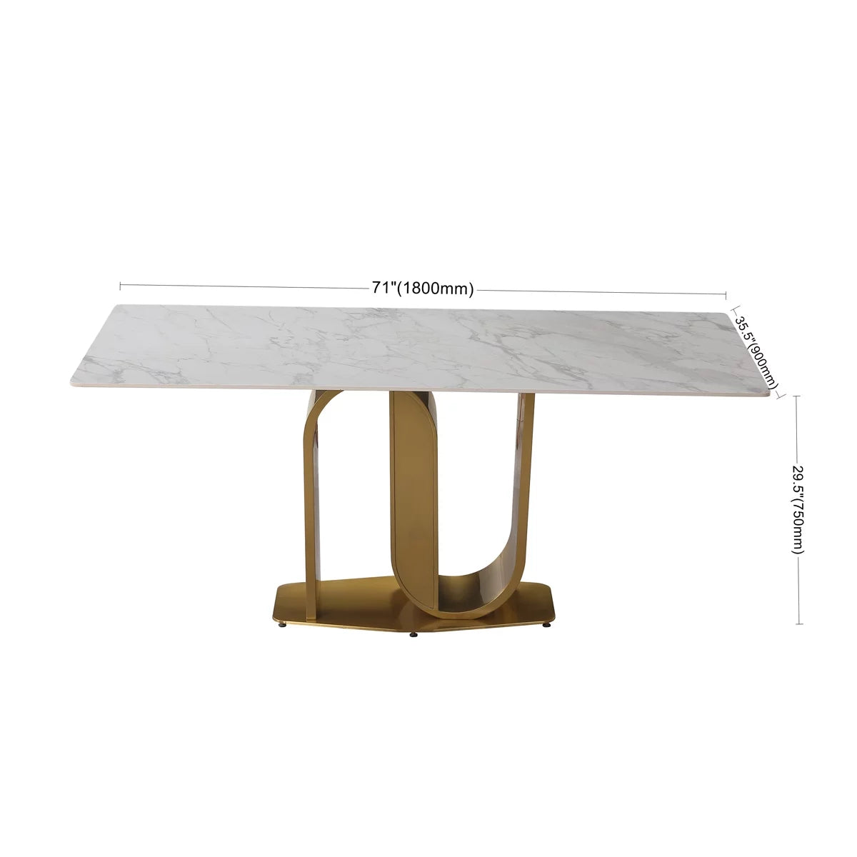 71" Gold Dining Table with Sintered Stone Top P899788