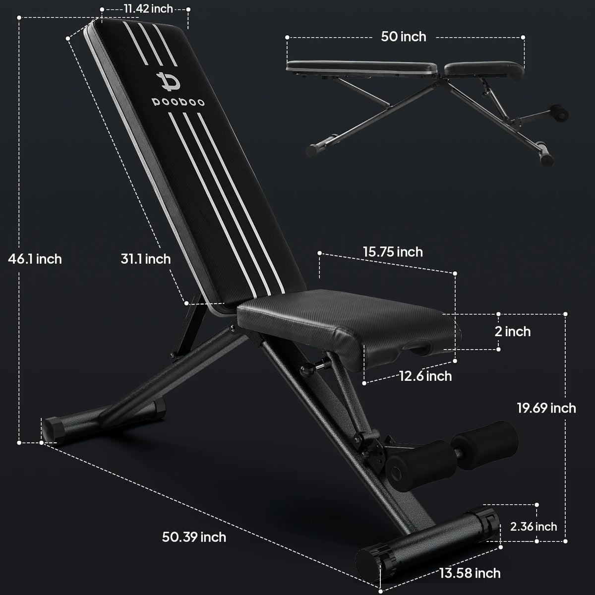 Foldable Adjustable Weight Bench P723