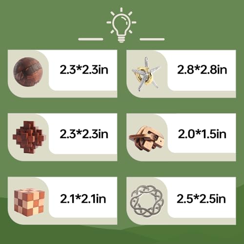 12pcs Wooden Metal Brain Teaser Puzzles V7086
