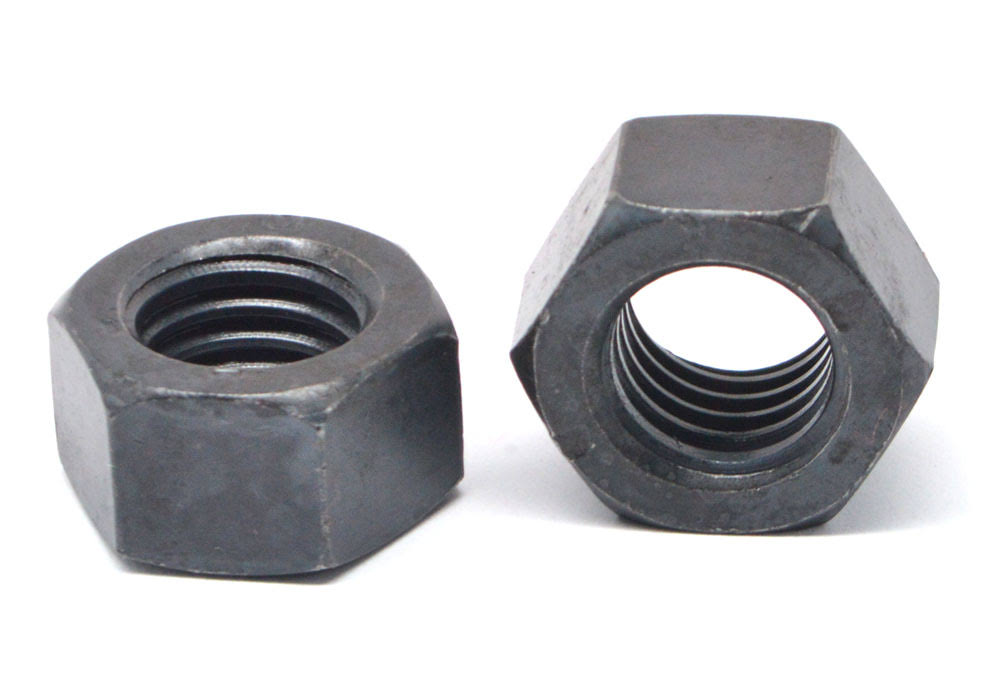 16-18 Coarse Thread Hex Nut Low Carbon Steel Black Zinc Plated Y329