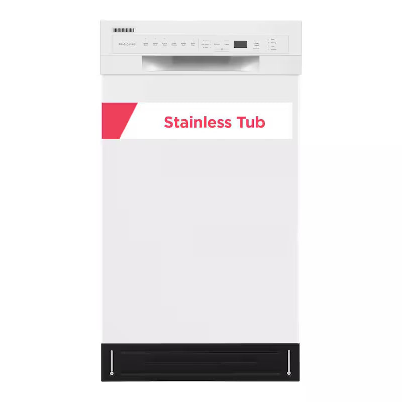 White 18 in. Built-In Dishwasher with Stainless Steel Tub E492