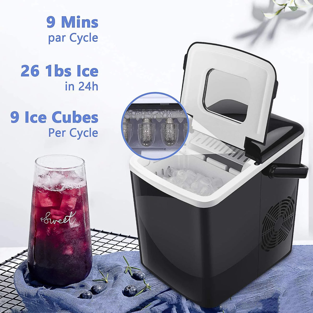 Portable Countertop Ice Maker with 2 Ice Cube Sizes V2097
