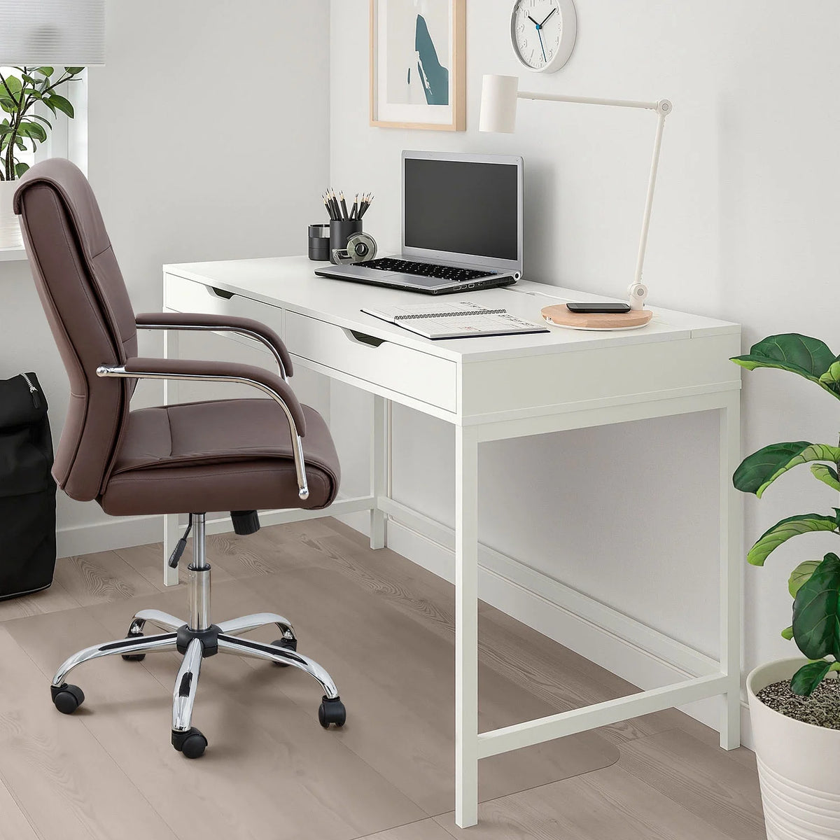 Brown Faux Leather Ergonomic Office Chair F494562