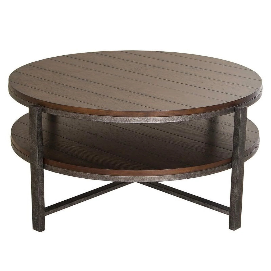 Brown Wood Round Cocktail Table Y16080