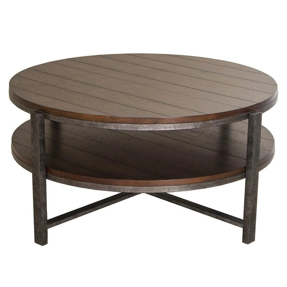 Brown Wood Round Cocktail Table Y16080