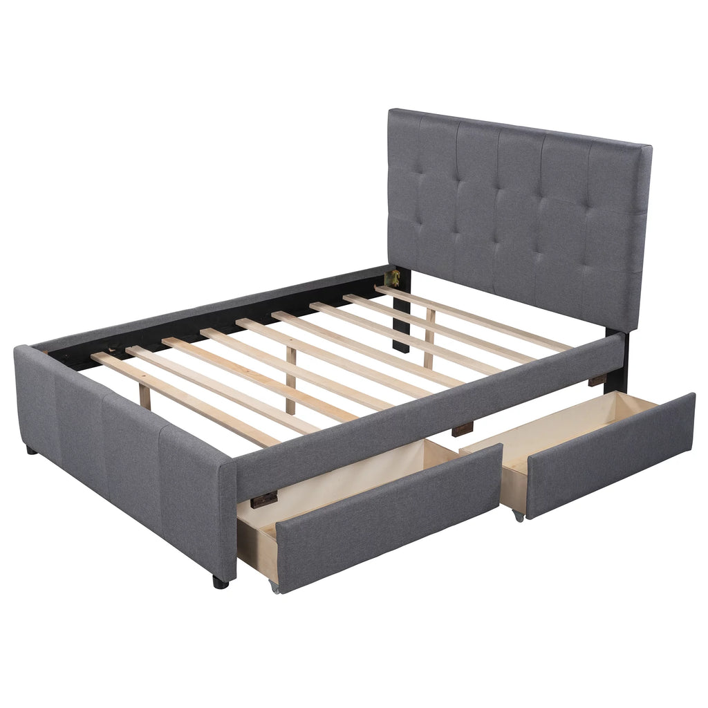 Full Size Upholstered Platform Bed with Two Storage Drawers U911565