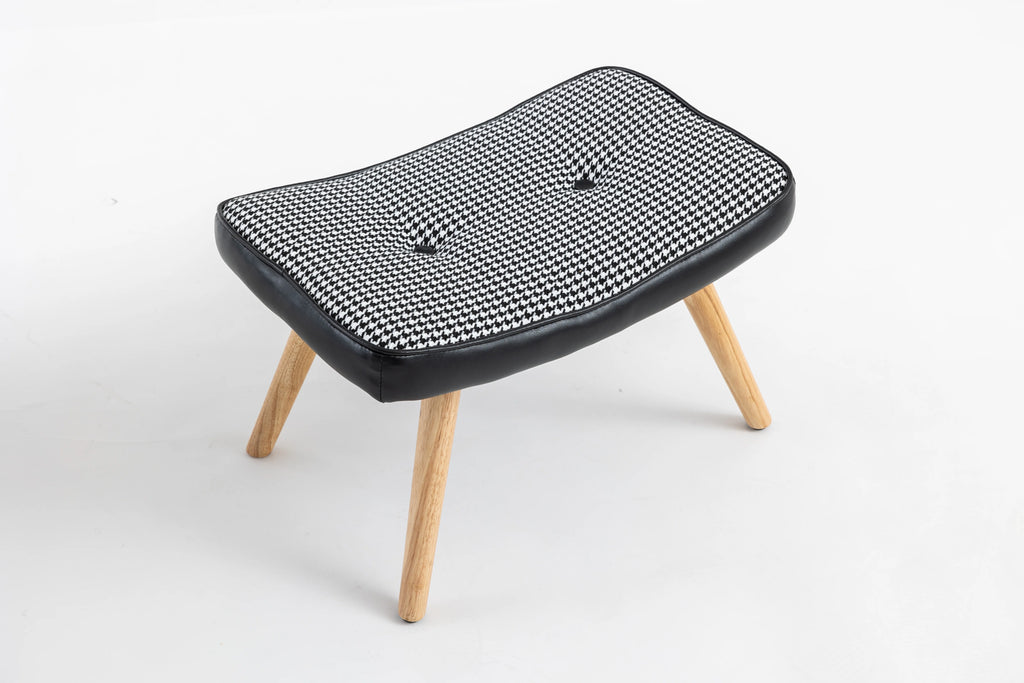 Black Wooden Square Cushion Foot Stool Y709534