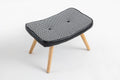 Black Wooden Square Cushion Foot Stool Y709534