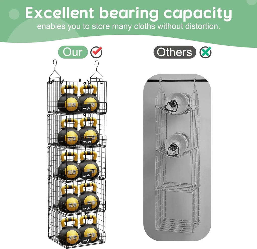 5 Tiers Hanging Closet Shelves Organizer with S Hooks U149897