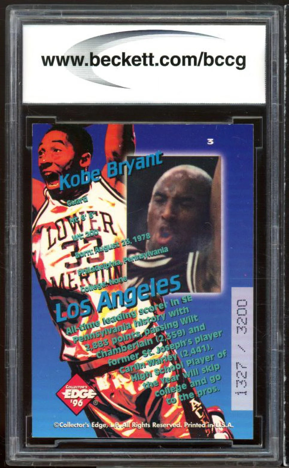 1996 Collector's Edge Kobe Bryant Rookie Card F927961