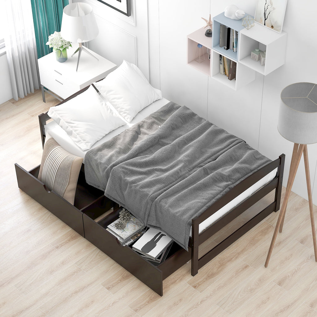 White Twin Storage Bed Frame with Drawers H9366