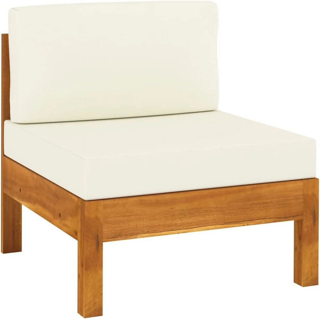 10 Piece Acacia Wood Patio Lounge Set with Cream White Cushions W596