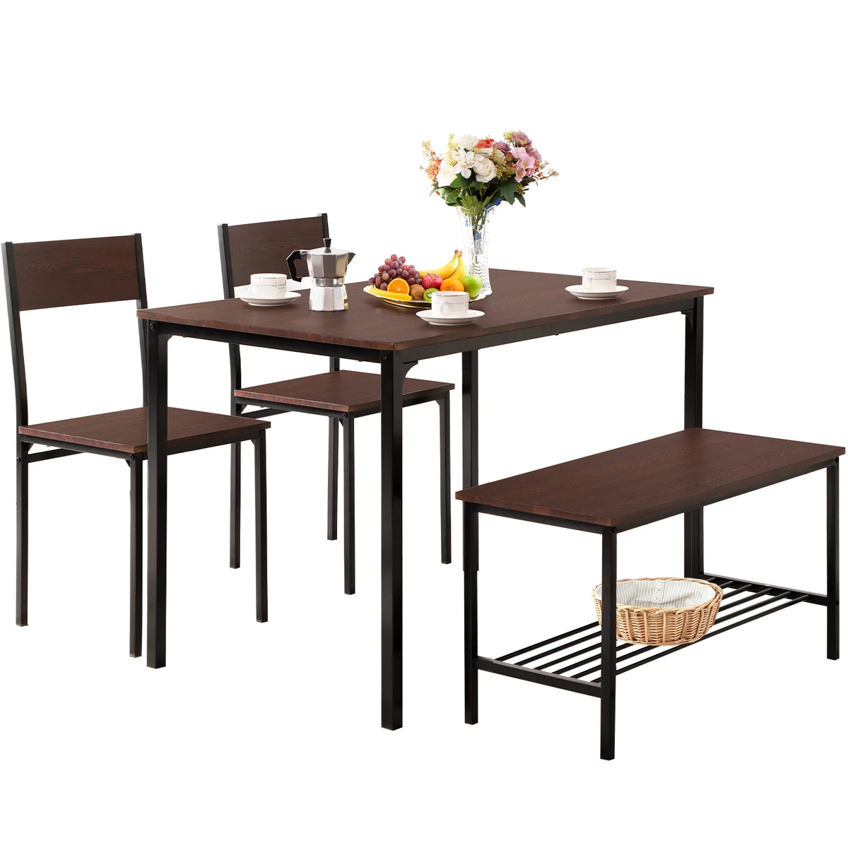 Dining Table Set for 4 with Storage Bench B627