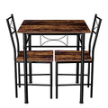 3-Piece Iron Wood Square Table Set with 2 Chairs E48133