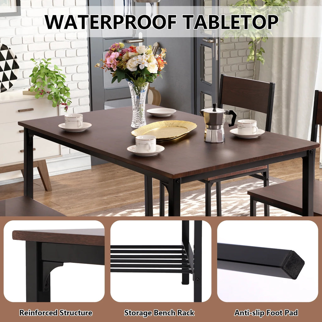 Dining Table Set for 4 with Storage Bench B627