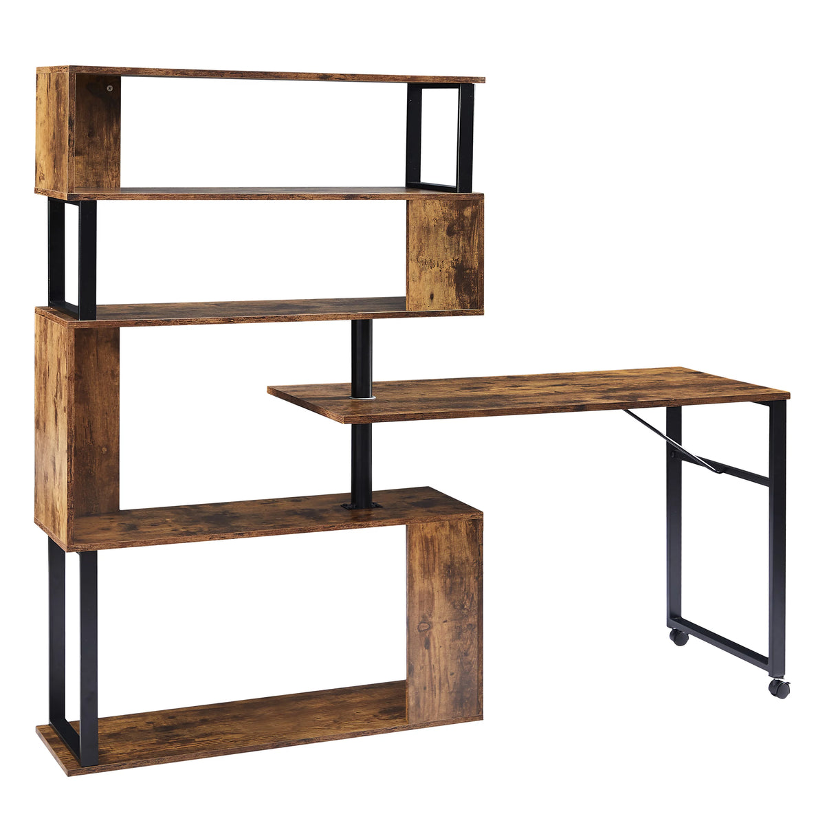 L-Shaped Corner Computer Desk with Bookshelf R435