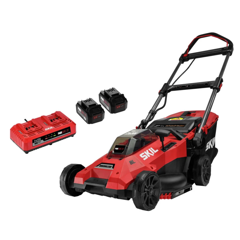 20V Brushless Lawn Mower Kit with Two 4.0 Ah Battery and Dual Port Charger T154036