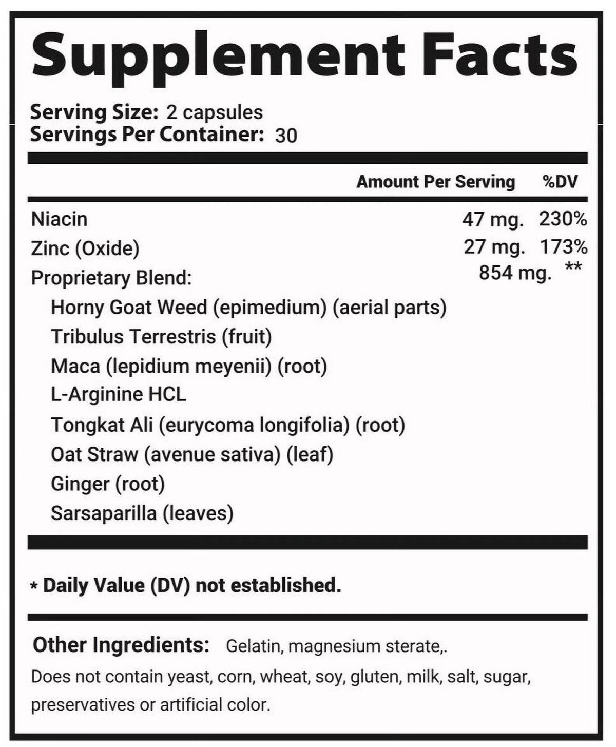 All Natural Dietary Supplement - 60 Capsules H508
