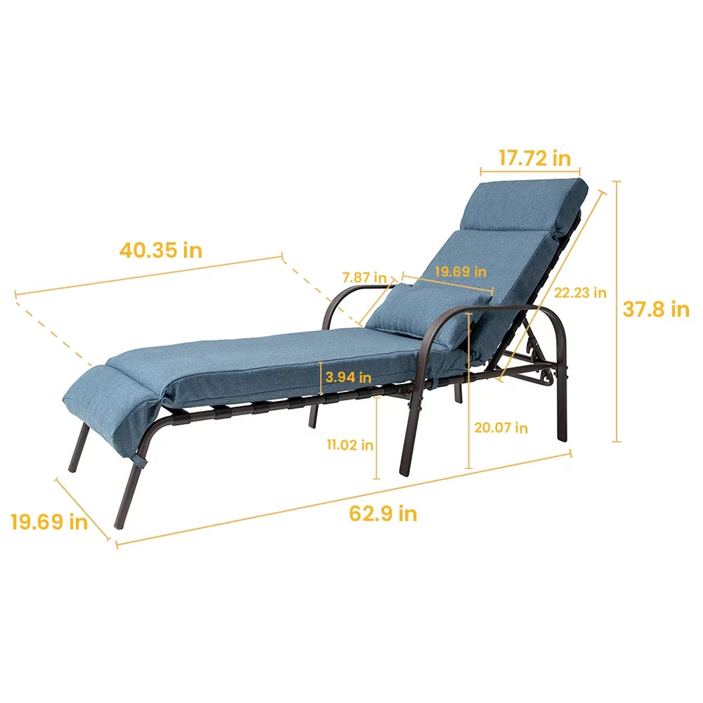 Blue Outdoor Steel Recliner Chaise Lounge S443