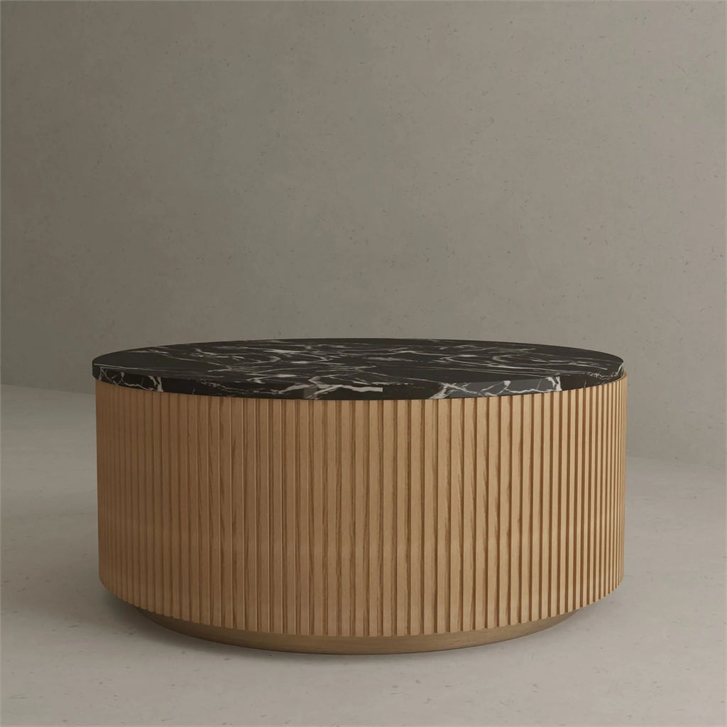 Black Faux Marble Wood Coffee Table Q467