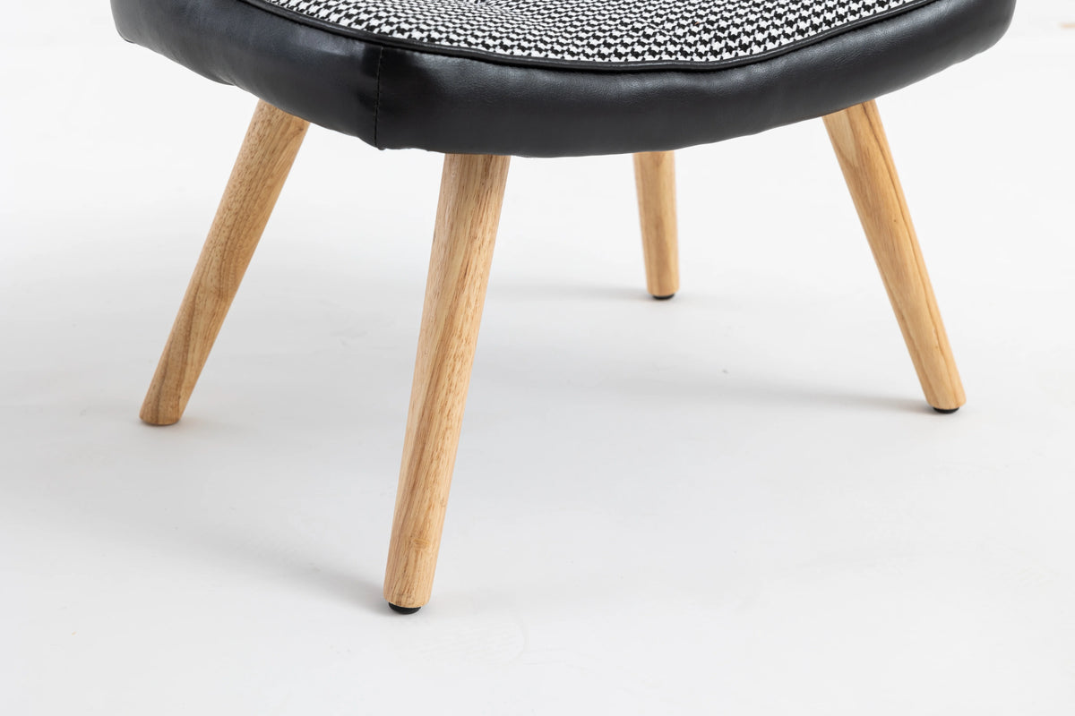 Black Wooden Square Cushion Foot Stool Y709534