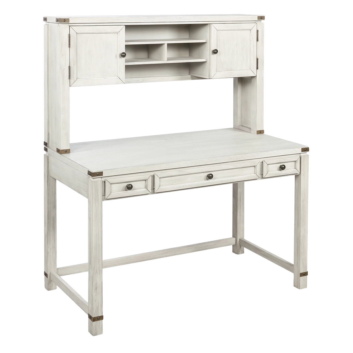 Champagne Oak Engineered Wood Desk with Hutch F252