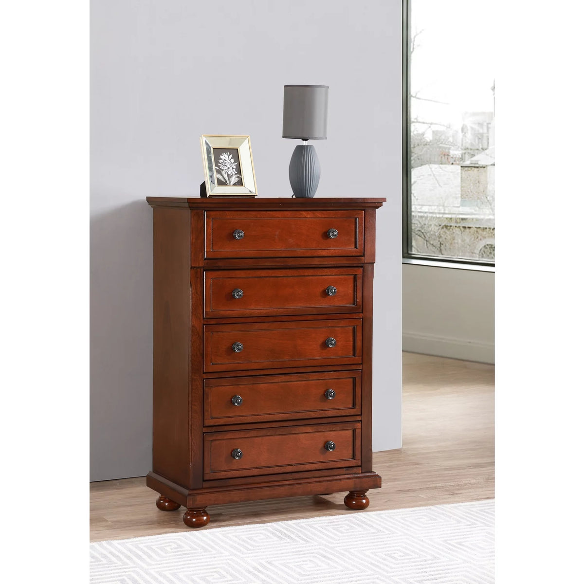Cherry 5 Drawer Chest R7576