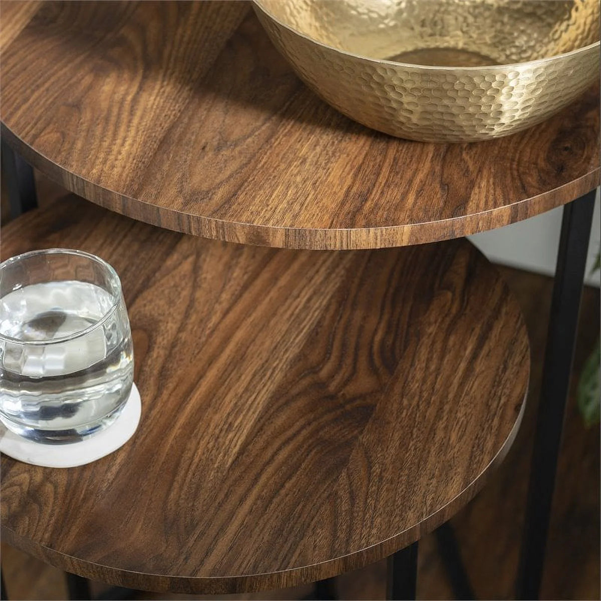 Dark Walnut Black Nesting End Tables Set of 2 K4479