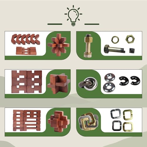 12pcs Wooden Metal Brain Teaser Puzzles V7086