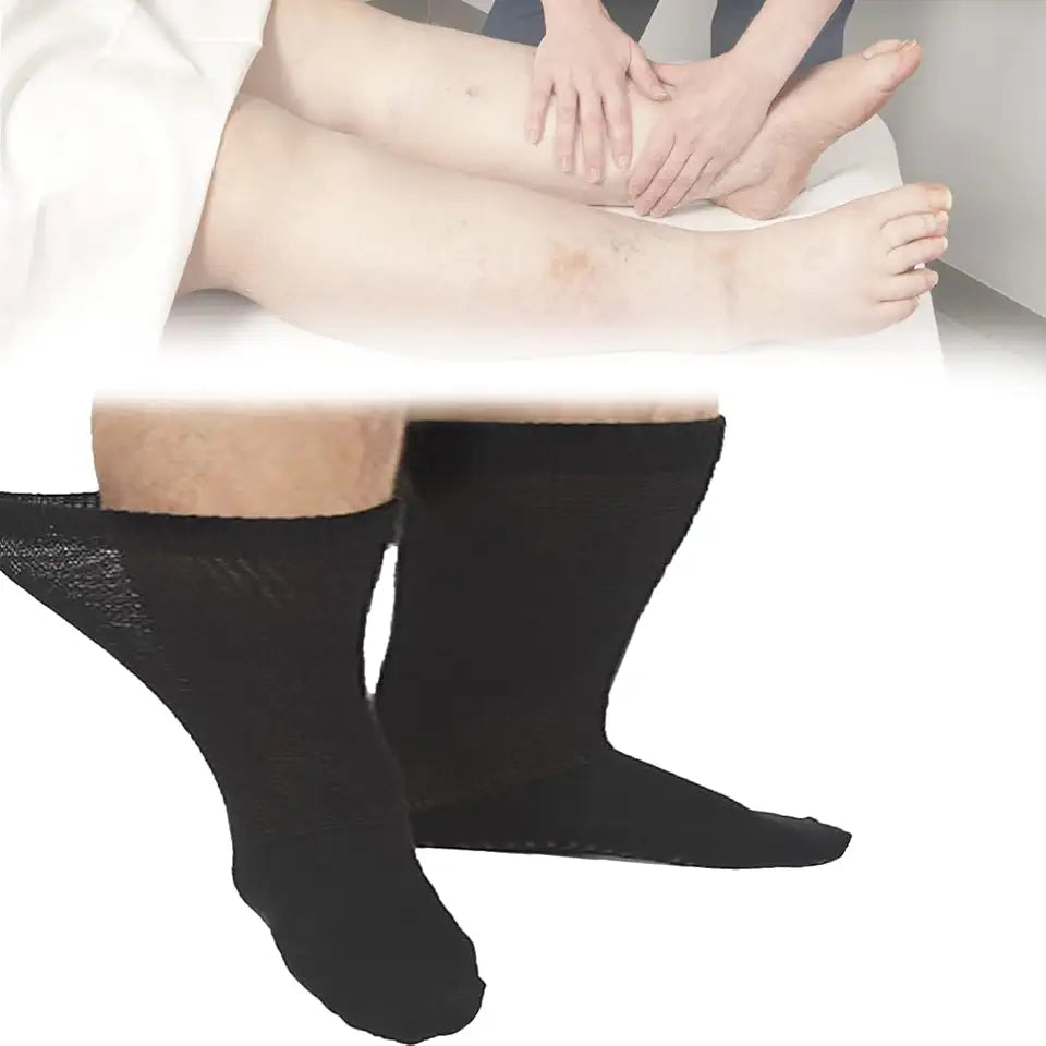 Extra Width Socks for Lymphedema & Diabetic, Bariatric Sock Stretches up to 30" for Swollen Feet(3 Pairs) S787981