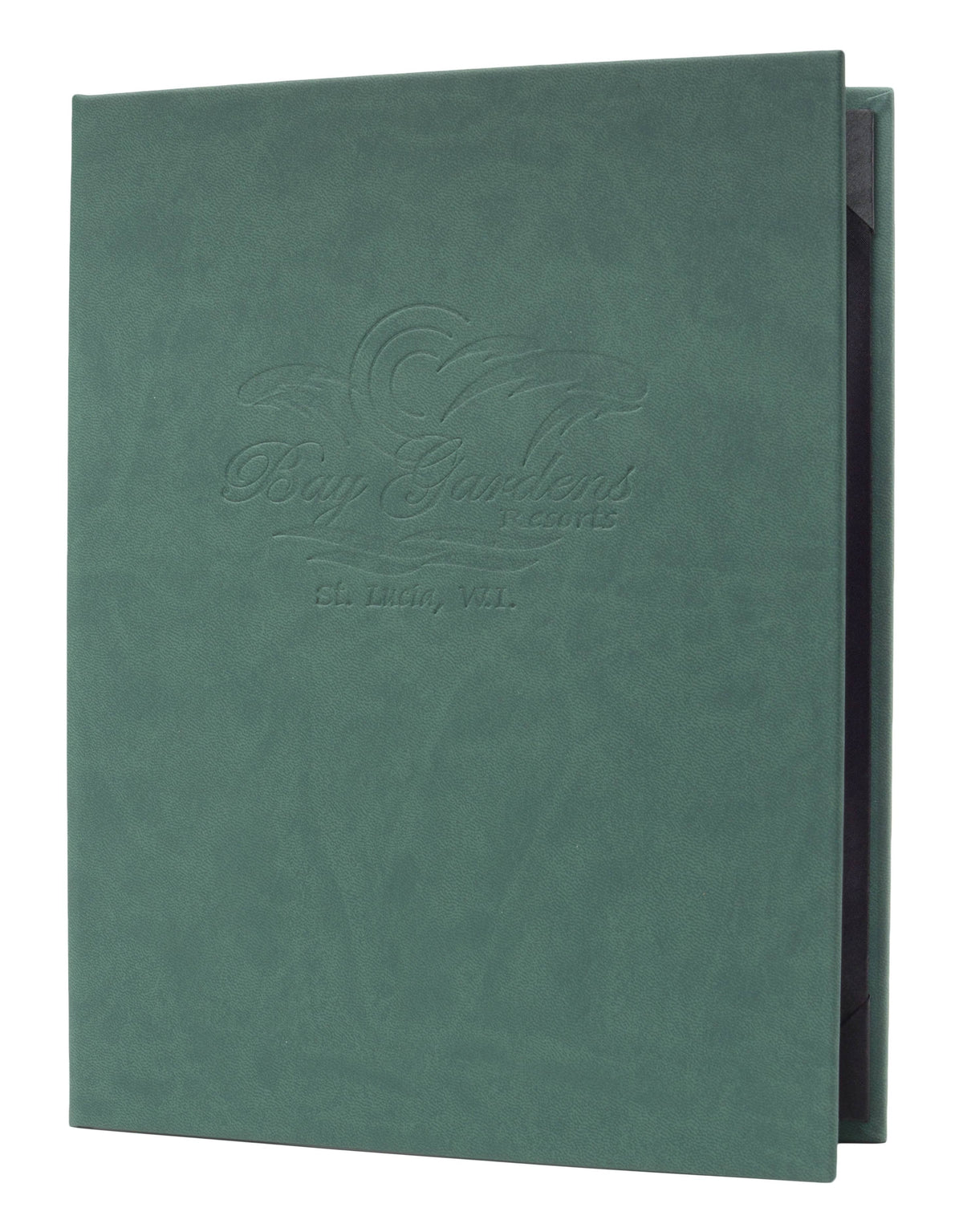 6 View Book Style Casebound Menu, 4¼ x 11, Deep Green Plush F284