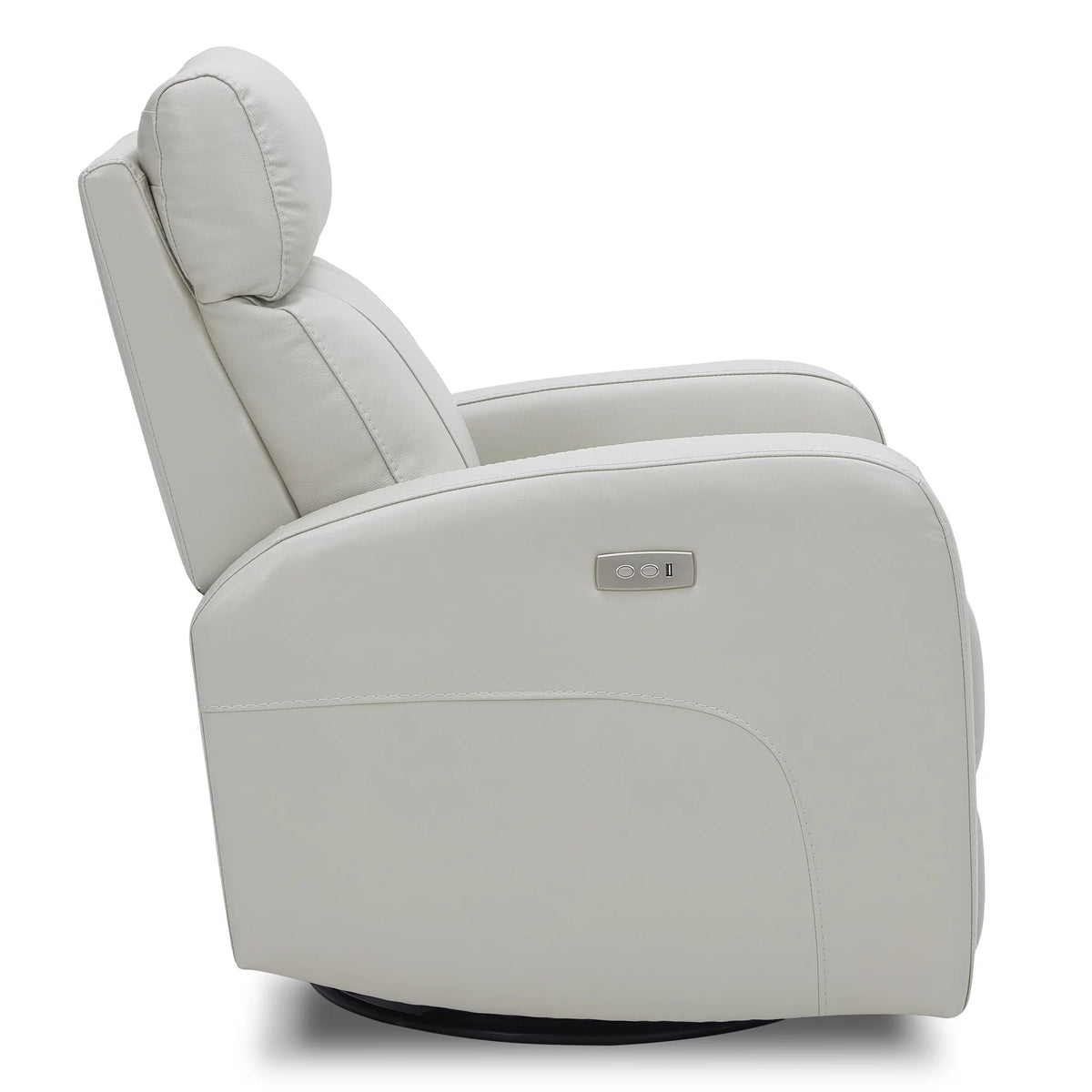 White Leather Power Swivel Glider Recliner L65696