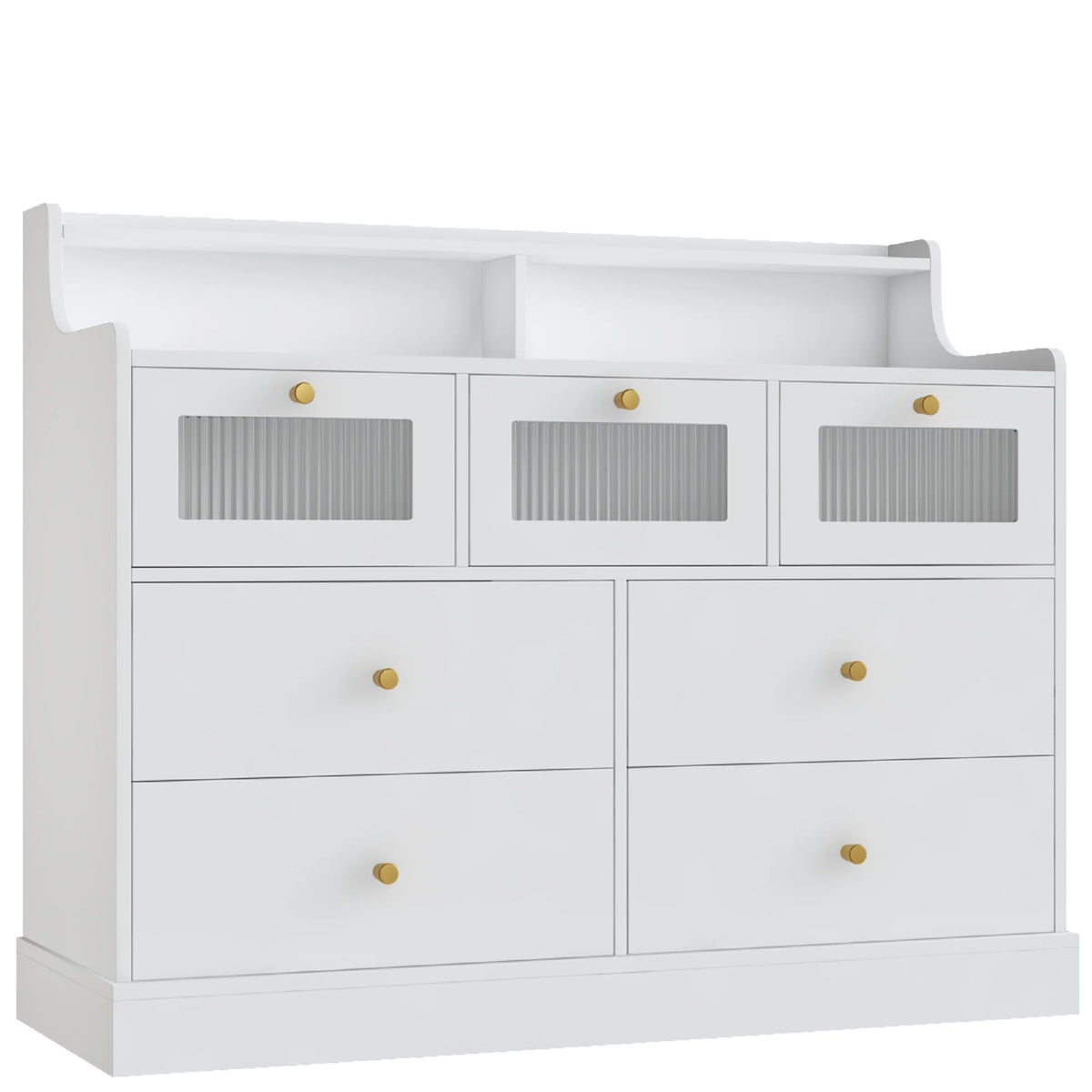 White 7 Drawer Glass Dresser N310