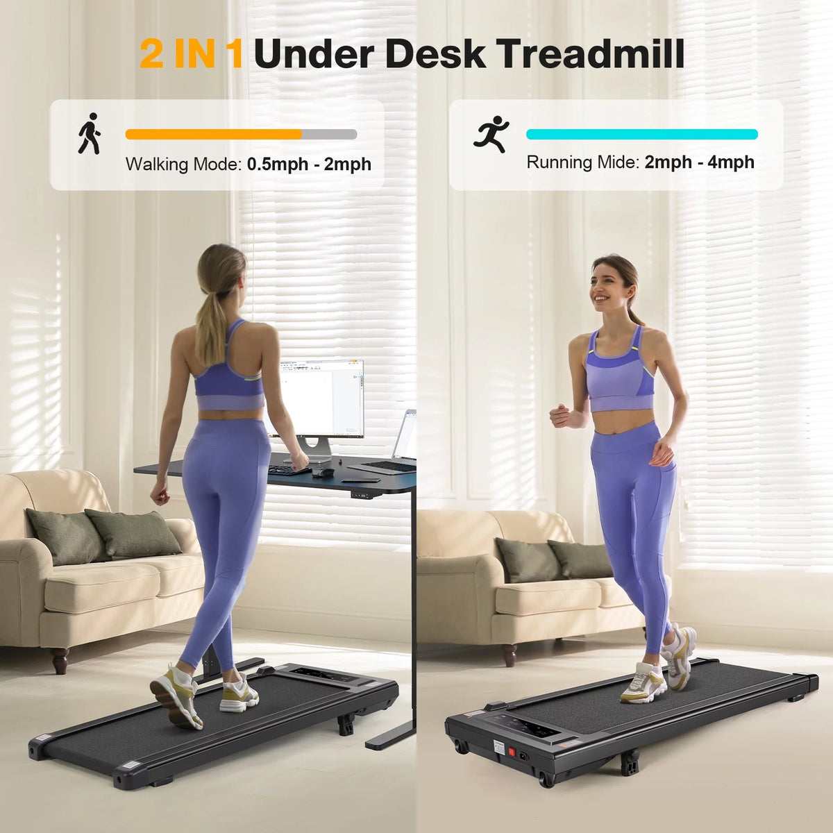 2.5HP Walking Pad Under Desk Treadmill with Remote Control R60883