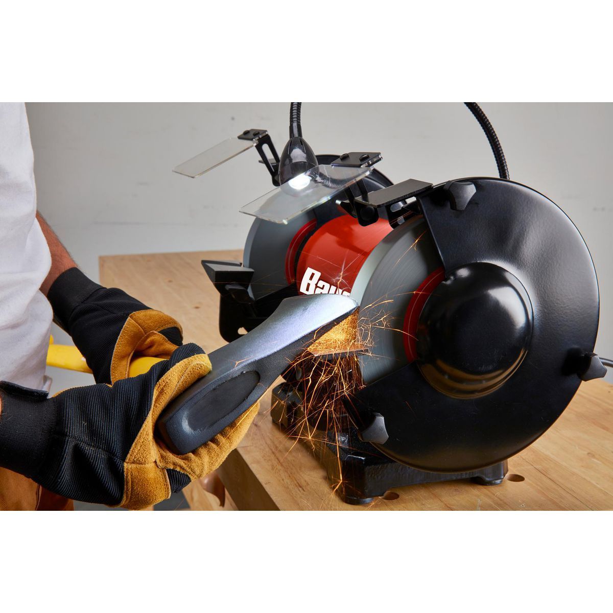 8 in. Variable-Speed Bench Grinder with LED Work Light E262